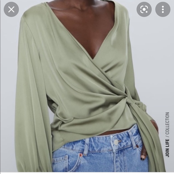 SOLD ZARA knotted satin effect blouse - Picture 1 of 5